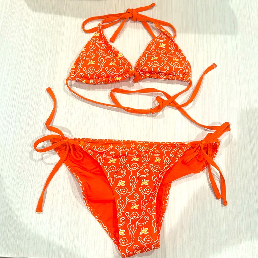 Roller Rabbit Serena Bikini Top and Bottom with monkey print